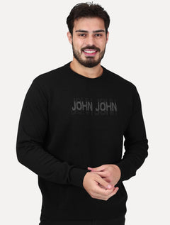 Tricot John John Masculino Shadow Logo Preto