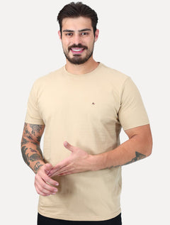 Camiseta Aramis Masculina Basic Lisa Amêndoa