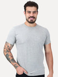 Camiseta Aramis Masculina Basic Lisa Light Logo Cinza Mescla