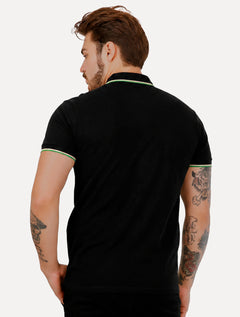 Polo Colcci Masculina Regular Piquet Rubber Logo Preto