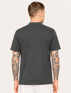 Polo Guess Masculina Piquet Chest Embroidery Logo Cinza Escuro