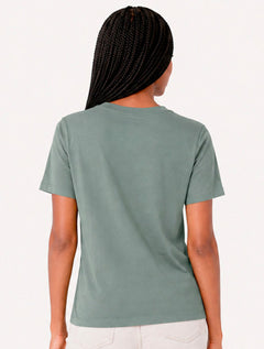 Camiseta Guess Feminina Outline White Logo Verde Claro