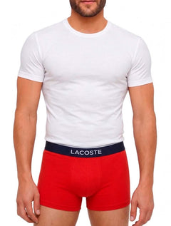 Cueca Lacoste Trunk Boxer Jersey Croco Print Branca Vermelha Cinza Pack 3UN