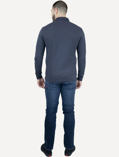 Polo Tommy Jeans Masculina Slim Piquet Flag Placket Azul Marinho