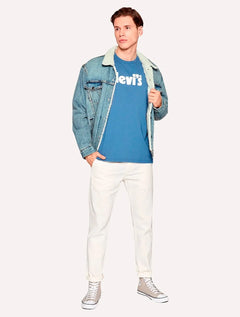 Jaqueta Jeans Levis Masculina Sherpa Trucker Azul Claro