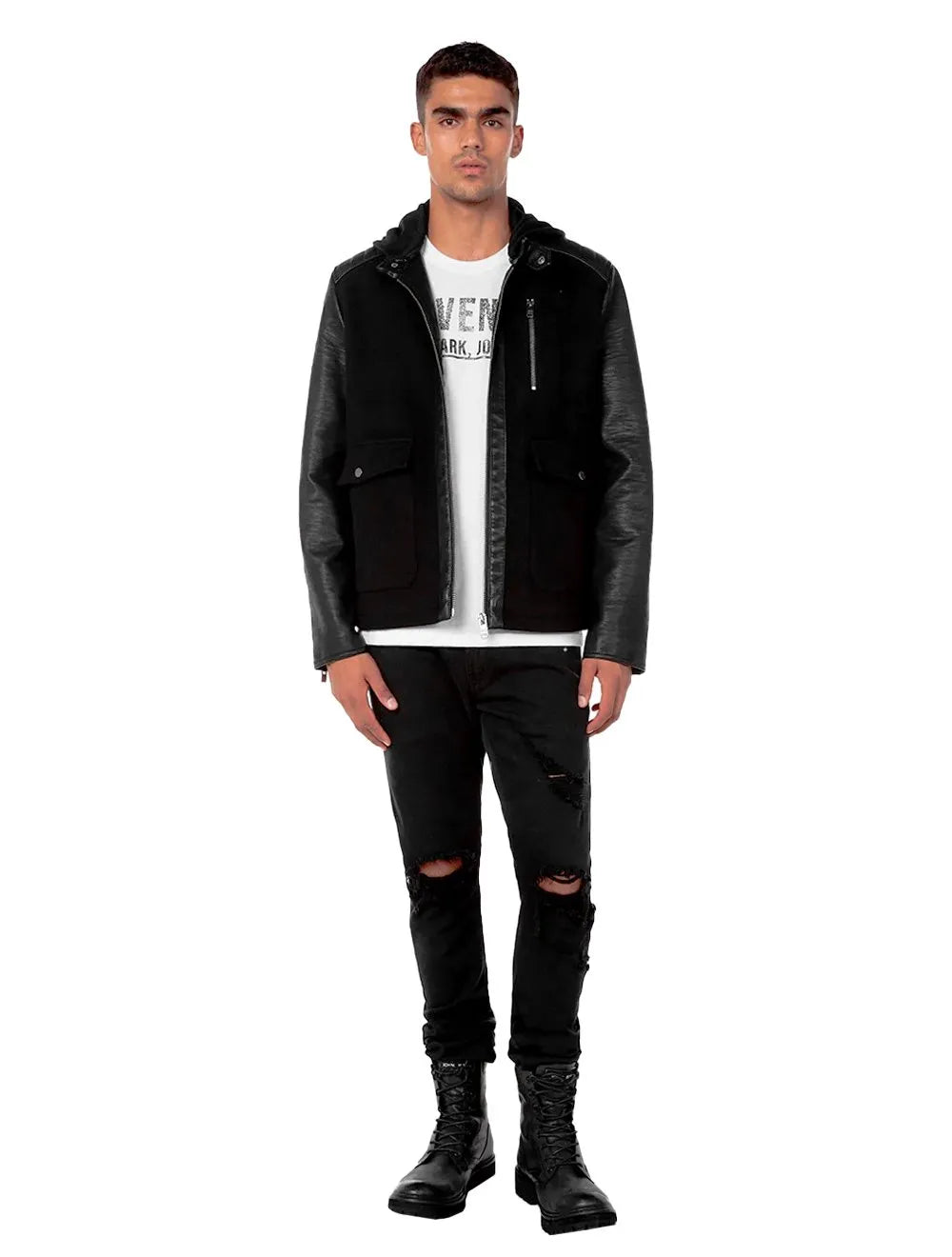 Jaqueta John John Masculina Hoodie Biker Mike Preta