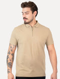 Polo Aramis Masculina Piquet Ziper Cáqui Escuro