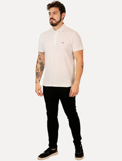 Polo Dudalina Masculina Piquet Comfort Pima Branca