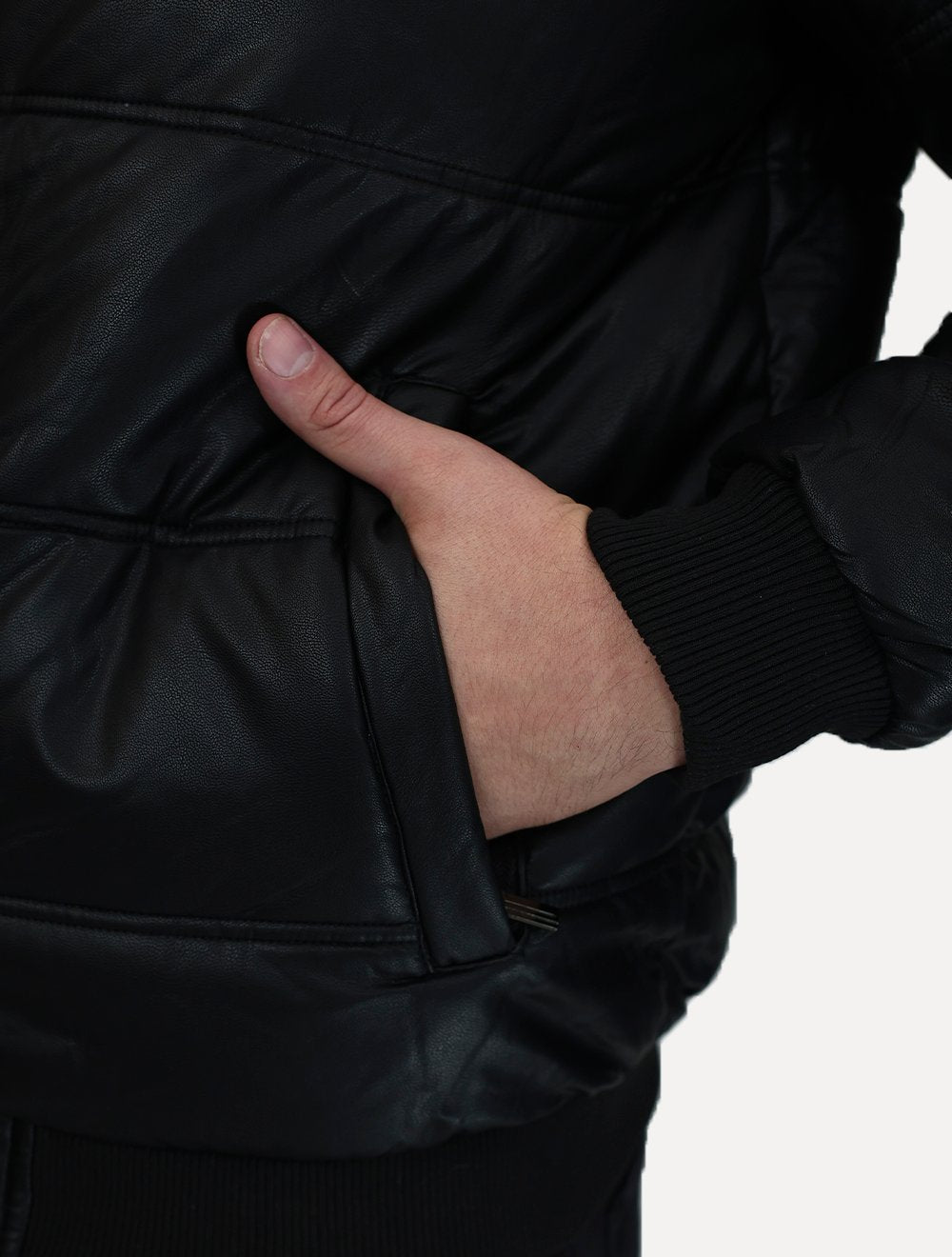Jaqueta Dixen PU Manga Zíper Frontal Preto