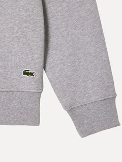 Moletom Lacoste Masculino Crewneck Classic Fit Cotton Fleece Logo Cinza Mescla