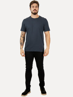 Camiseta Individual Masculina Slim Logo Azul Marinho