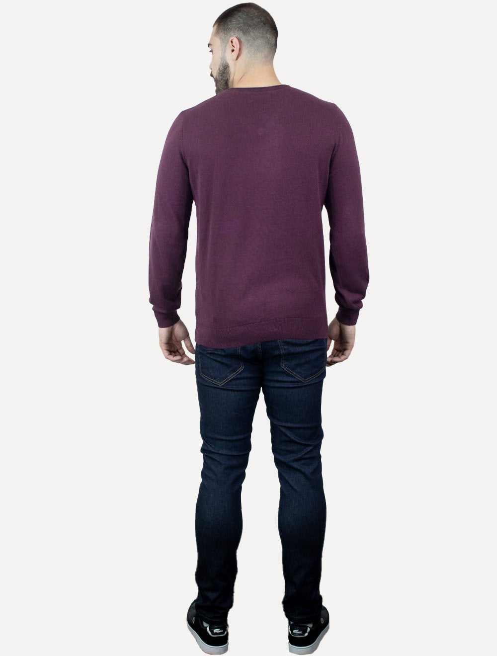 Suéter Dudalina Masculino Tricot V-Neck Básico Bordô 