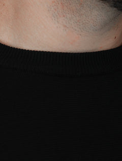 Suéter Dixen Masculina Tricot Manga Longa Raglan Gola Careca Preta