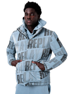 Jaqueta Replay Masculina Overtop Puffer Azul Claro