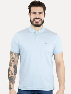 Polo Tommy Hilfiger Masculina Interlock Liquid Azul Claro