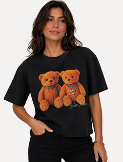 Camiseta John John Feminina Reta Love Teddy Preta