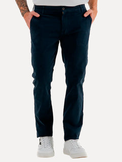 Calça King & Joe Sarja Masculina Slim Plaid Azul Marinho