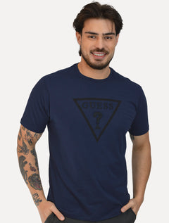 Camiseta Guess Masculina Classic Logo Embossed Azul Marinho