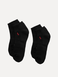 Meia Reserva Masculina Cano Curto Pica-Pau Bordado Preta Kit 2 Pares