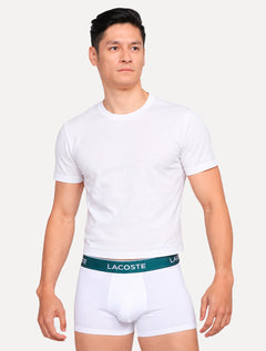 Cueca Lacoste Trunk Boxer Lettered Waist Branca 1UN