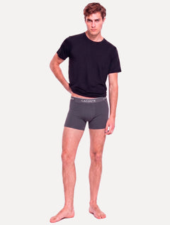 Cuecas Lacoste Boxer Long Colored Lettered Waist Cinza Pack 3UN