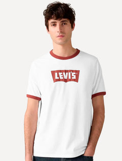 Camiseta Levis Masculina Standard Ringer Vermelho/Branco