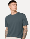 Camiseta Individual Masculina Slim Pima Soft Touch Logo Azul Médio