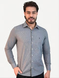 Camisa Dudalina Masculina Superfine Slim Tricoline Quadriculado Mono Logo Cinza Escuro