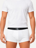 Cueca Calvin Klein Low Rise Trunk Cotton New Re Issue Blue Logo Branca