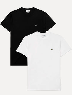 Kit Camisetas Lacoste | Masculinas Jersey Pima Cotton Preta/Branco 2UN