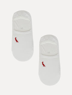 Meia Reserva Masculina Invisível Pica-Pau Bordado Branca Kit 2 Pares