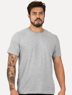 Camiseta Individual Masculina Slim Logo Cinza Mescla