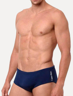 Sunga Calvin Klein Swimwear Vertical Light Logo Grande Azul Marinho