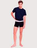Cueca Tommy Hilfiger Cotton Stretch Boxer Trunk Preta/Cinza Pack 2UN