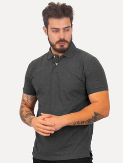 Polo Aramis Masculina Basic Piquet Mono Logo Grafite Mescla