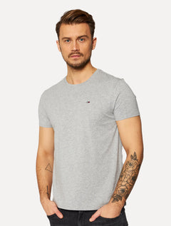 Camiseta Tommy Jeans Masculina Slim C-Neck Flag Cinza Mescla