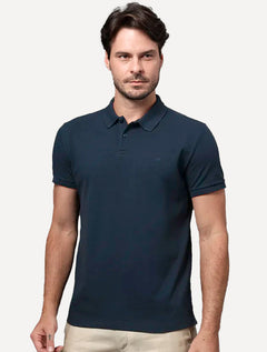 Polo Calvin Klein Masculina Piquet Regular Básica Mono Sem Friso Azul Medio