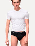 Cueca Lacoste Brief Slip Colored Lettered Waist Branca/ Grafite/ Preta Pack 3UN