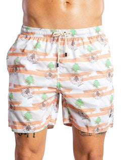 Short Sergio K Masculino D'Água Lebanon Flag Branco