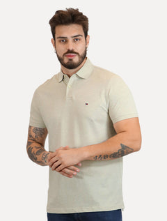 Polo Tommy Hilfiger Masculina Regular Piquet 1985 Areia Mescla