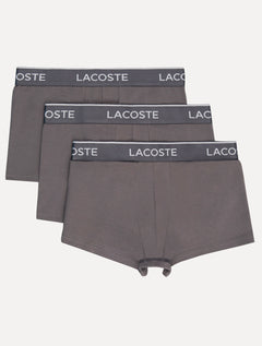 Cueca Lacoste Trunk Boxer Lettered Waist Cinza Pack 3UN