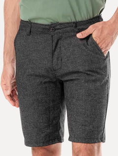Bermuda King & Joe Sarja Masculina Slim Texture Preto Mescla