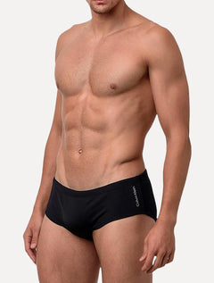 Sunga Calvin Klein Swimwear Slim Vertical Light Logo Pequeno Preta