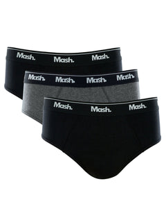 Cueca Mash Slip Cotton Basic Preta/ Grafite Mescla Pack 3UN
