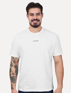 Camiseta Calvin Klein Masculina Flame Front Logo Branca