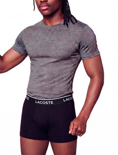Cuecas Lacoste Boxer Long Colored Lettered Waist Branca/Grafite/Preta Pack 3UN