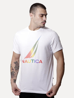 Camiseta Nautica Masculina Sail Graphic Colors Branca