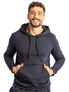 Moletom Sergio K Masculino Hoodie Uni Color Azul Marinho