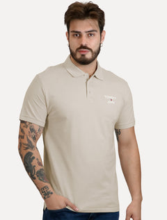 Polo Tommy Jeans Masculina Regular Corp Chest Areia