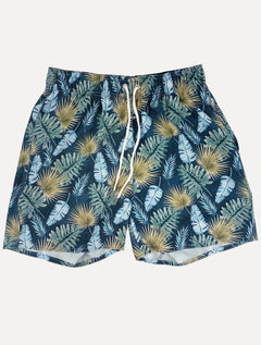 Short Sergio K Masculino Beachwear Tropical Palm Peel Azul Marinho